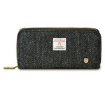 ACCESSORIES ISLANDER ZIP PURSE WALLET w HARRIS TWEED Black Herringbone