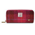 ACCESSORIES ISLANDER ZIP PURSE WALLET w HARRIS TWEED Fuchsia Tartan
