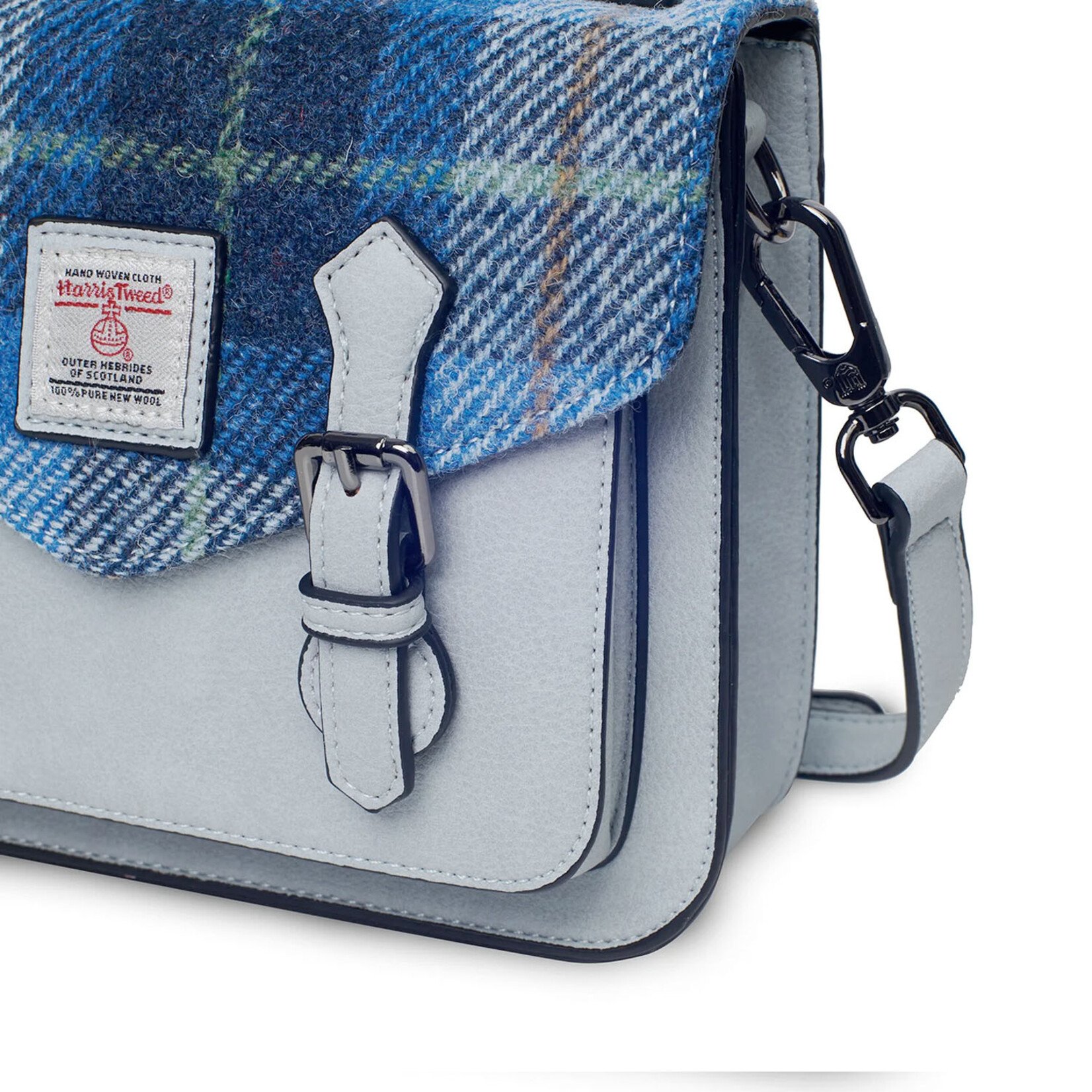 ACCESSORIES ISLANDER MINI CALTON w HARRIS TWEED Blue Tartan