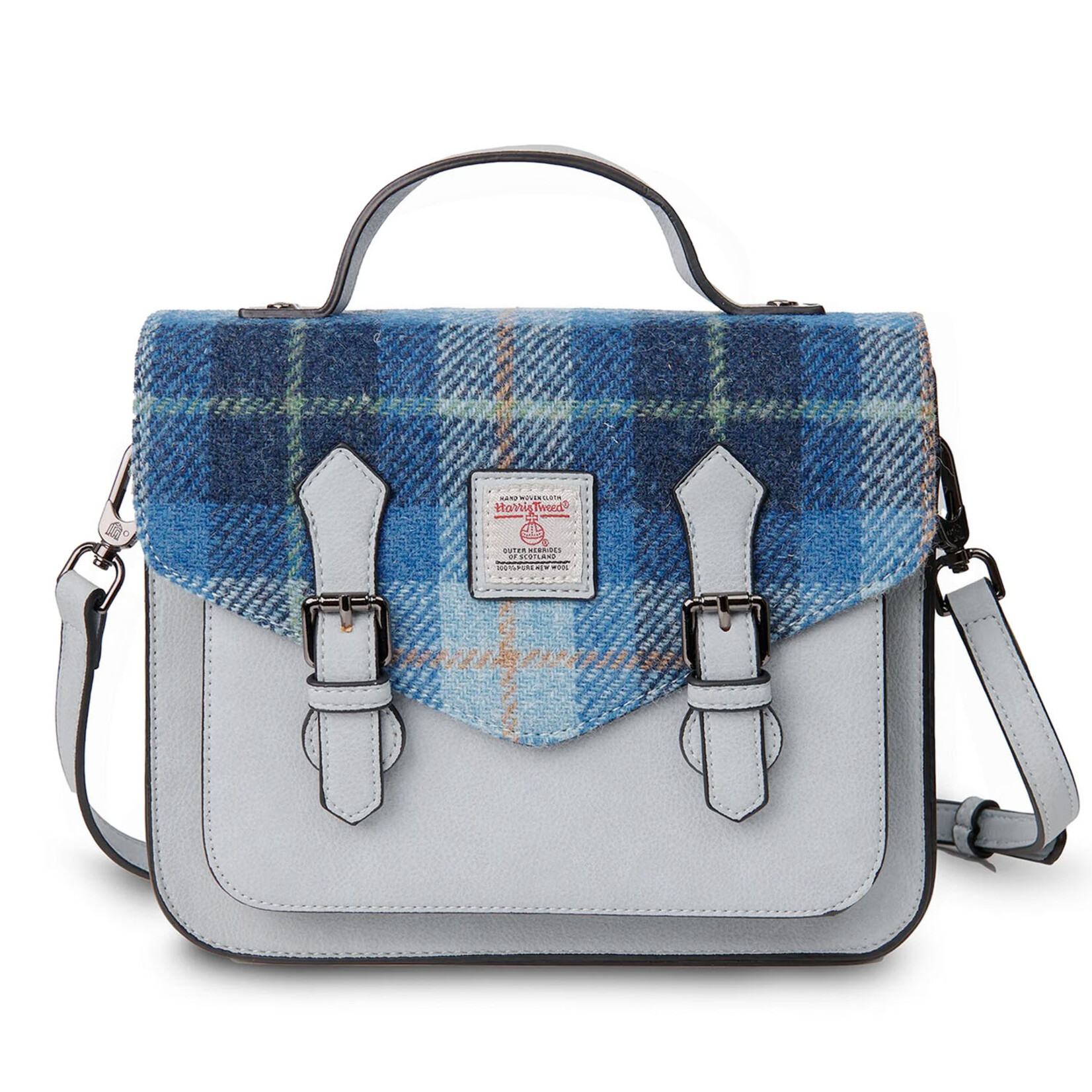 ACCESSORIES ISLANDER MEDIUM CALTON SATCHEL w HARRIS TWEED Blue Tartan