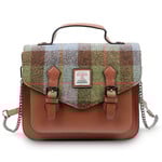ACCESSORIES ISLANDER MEDIUM CALTON SATCHEL w HARRIS TWEED Chestnut and Blue Tartan