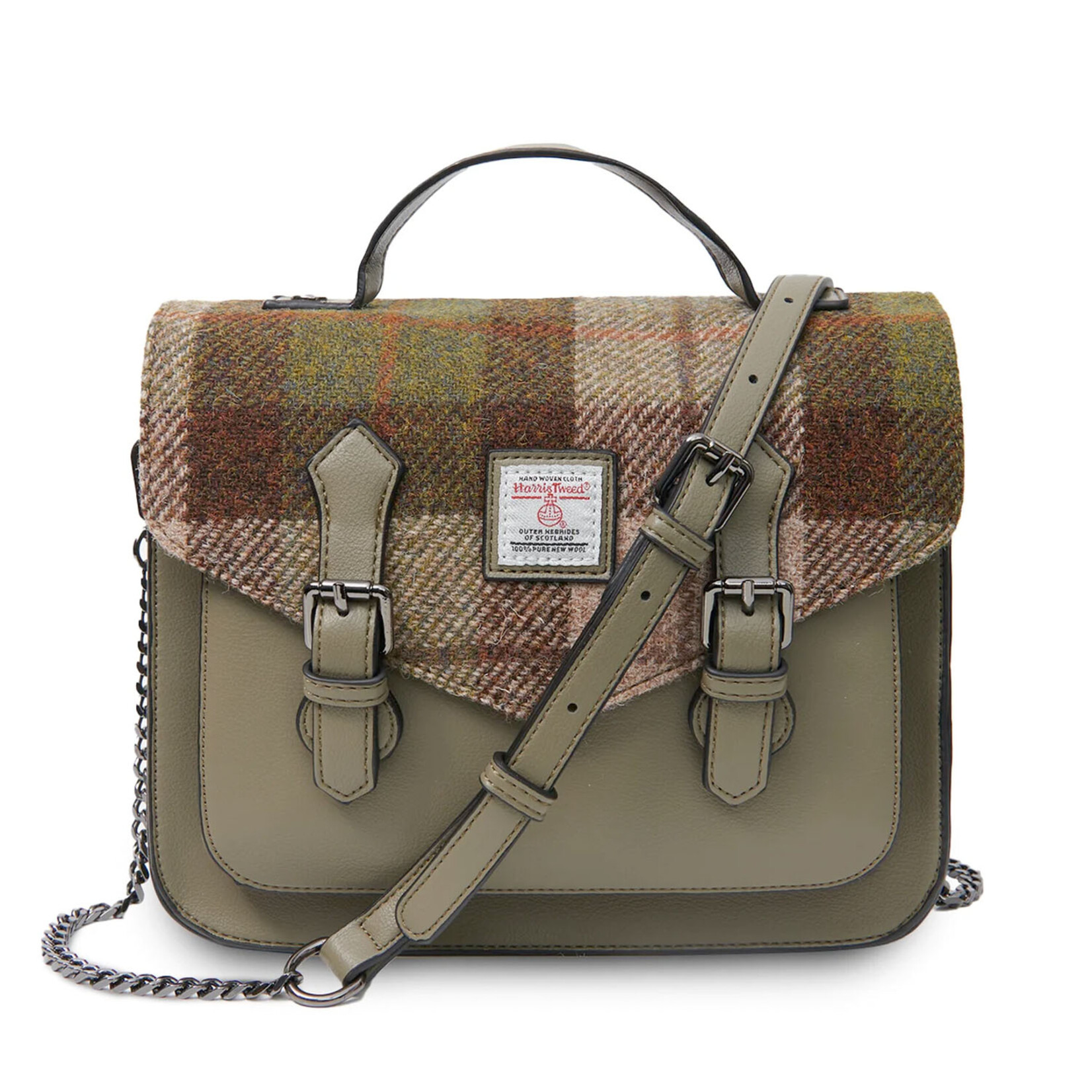ACCESSORIES ISLANDER MEDIUM CALTON SATCHEL w HARRIS TWEED Chestnut Tartan
