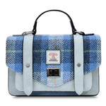 ACCESSORIES ISLANDER MEDIUM SATCHEL w HARRIS TWEED Blue Tartan