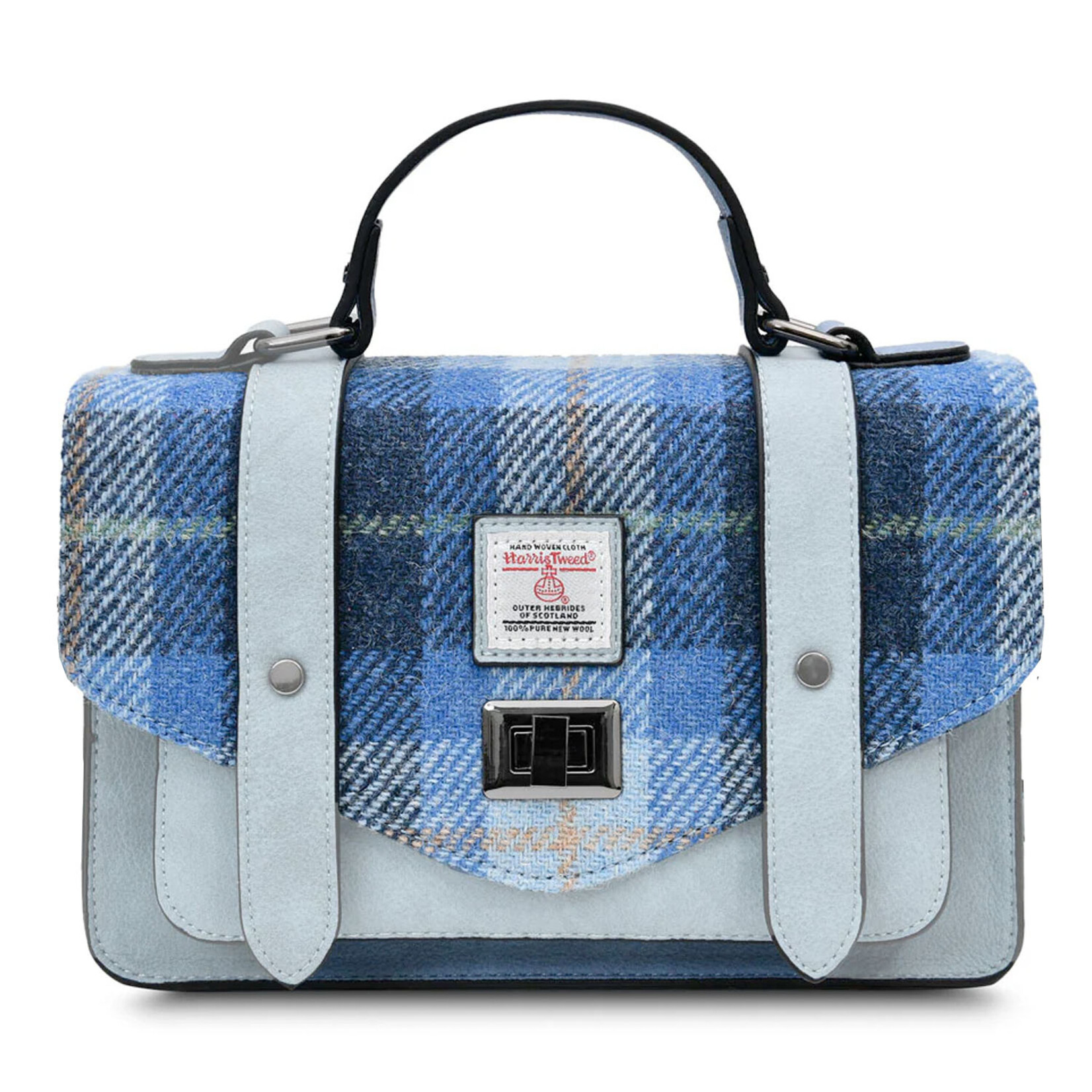ACCESSORIES ISLANDER MEDIUM SATCHEL w HARRIS TWEED Blue Tartan