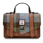 ACCESSORIES ISLANDER MEDIUM SATCHEL w HARRIS TWEED Chestnut & Blue Tartan
