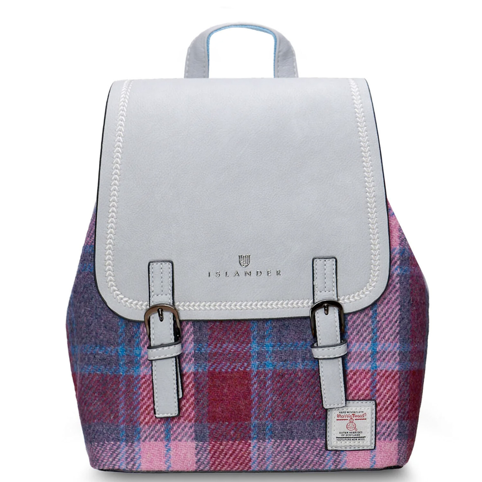 ACCESSORIES ISLANDER JURA BACKPACK w HARRIS TWEED Pink & Blue Tartan
