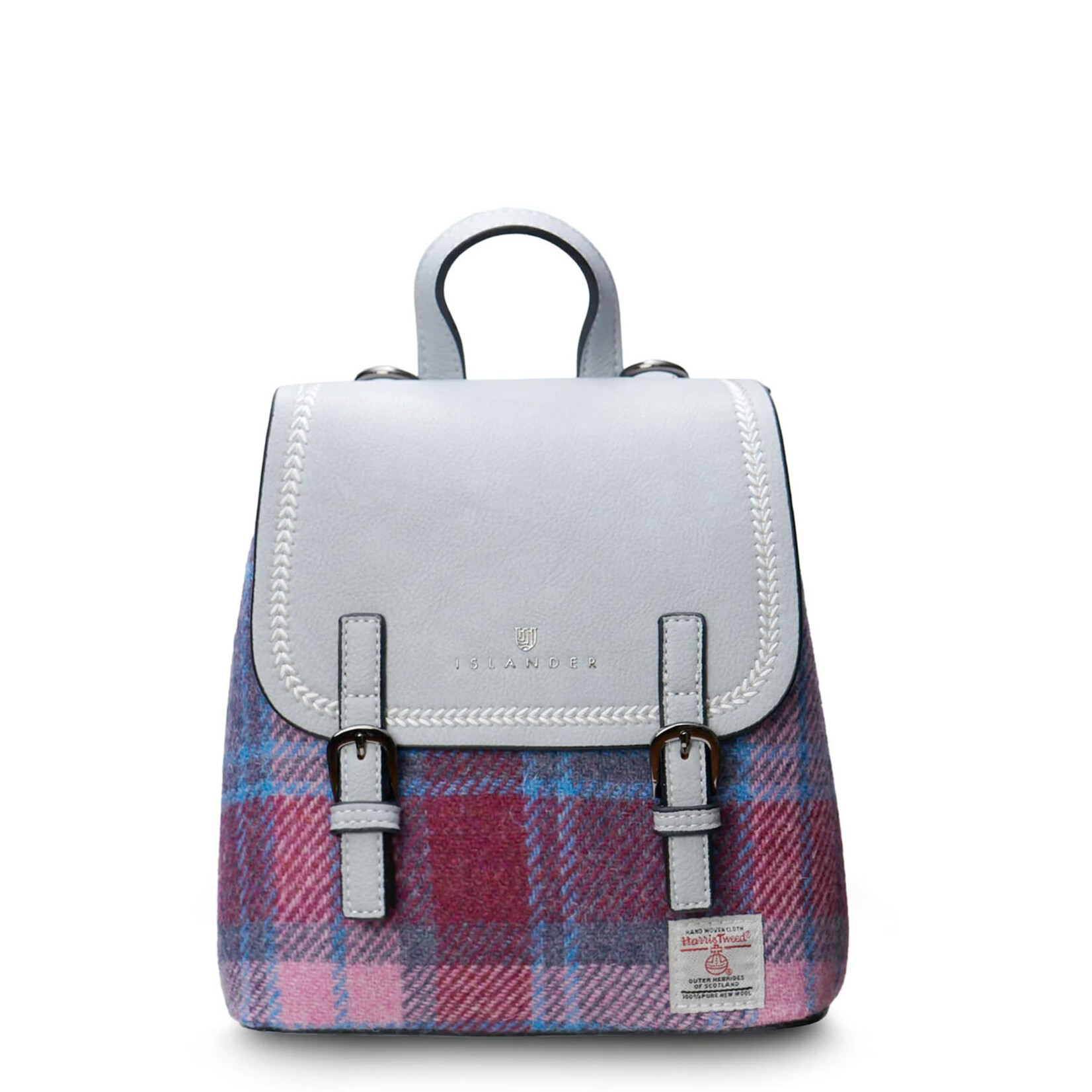 ACCESSORIES ISLANDER JURA MINI BACKPACK w HARRIS TWEED Pink & Blue Tartan
