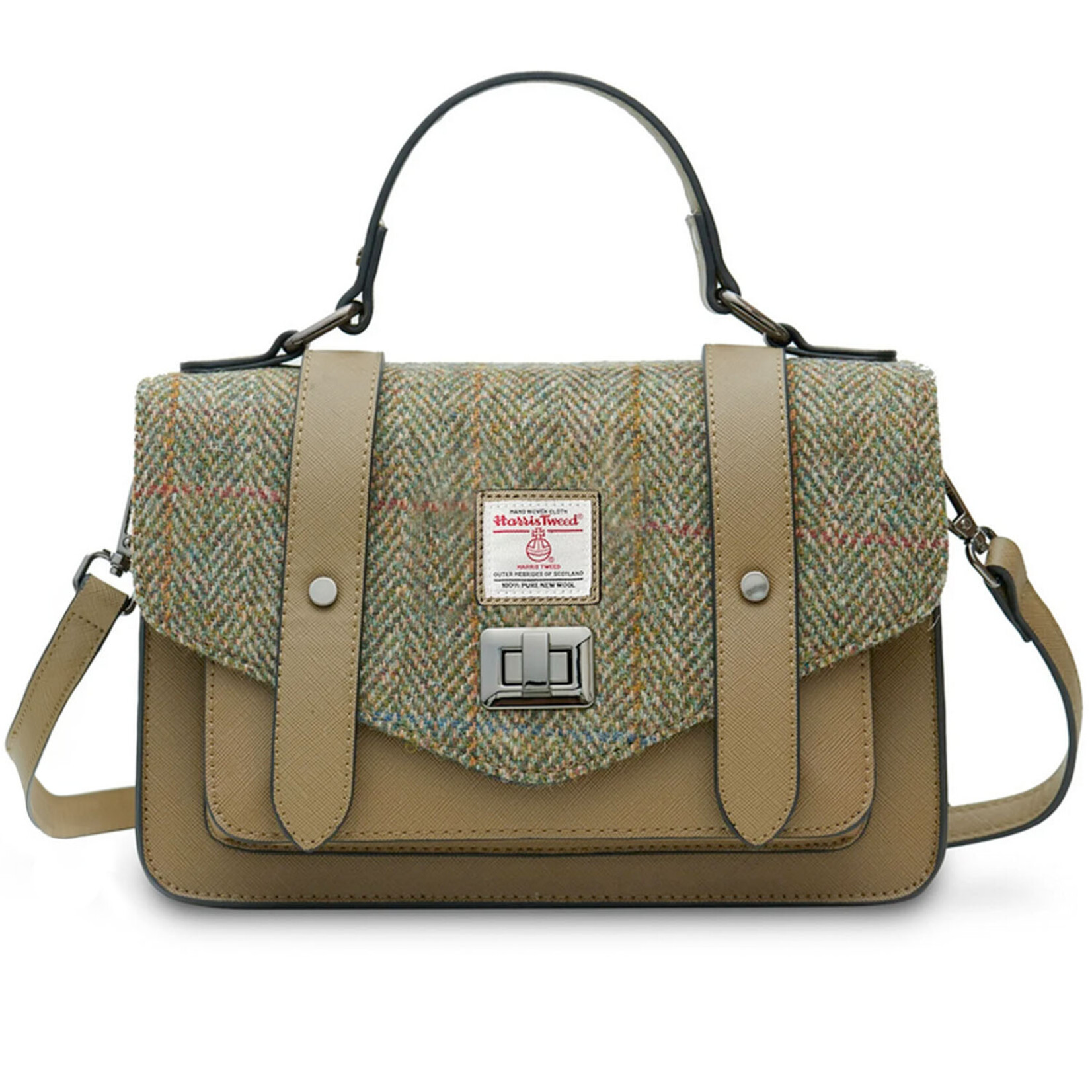 ACCESSORIES ISLANDER LARGE SATCHEL  w HARRIS TWEED  Chestnut Herringbone