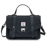 ACCESSORIES ISLANDER LARGE SATCHEL w HARRIS TWEED Black Herringbone