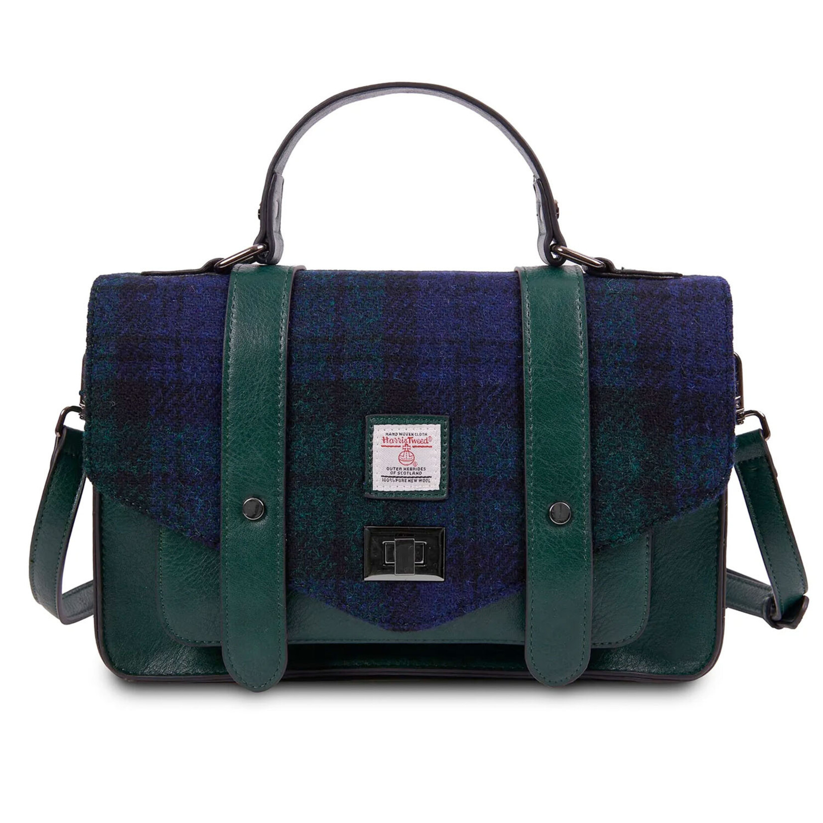 ACCESSORIES ISLANDER LARGE SATCHEL w HARRIS TWEED Black Watch