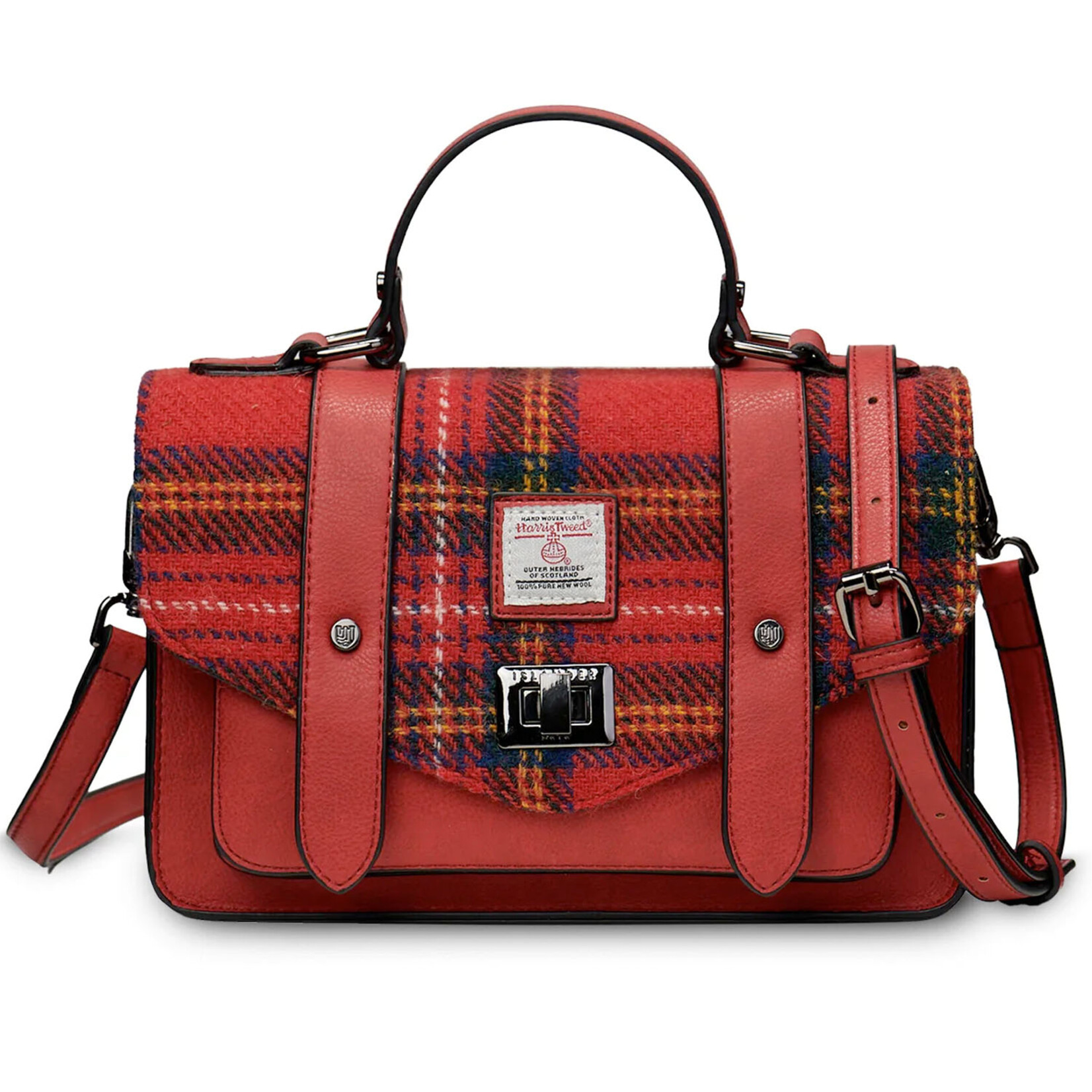 ACCESSORIES ISLANDER LARGE SATCHEL w HARRIS TWEED Royal Stewart