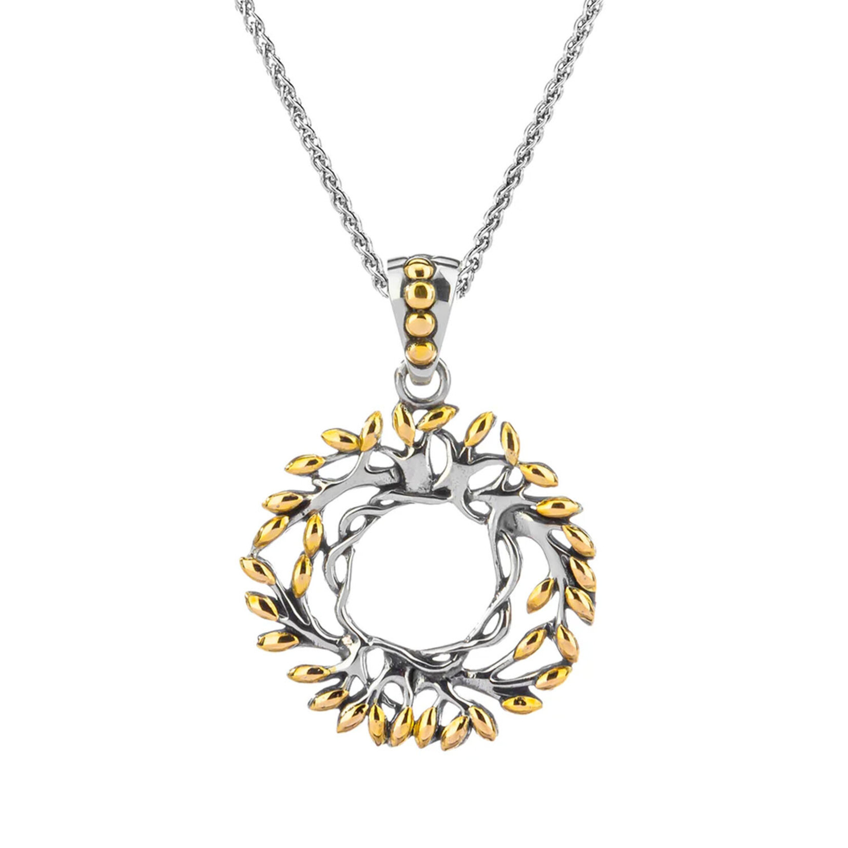 PENDANTS & NECKLACES KEITH JACK STERLING & 18K SML CIRCLE TREE OF LIFE PENDANT