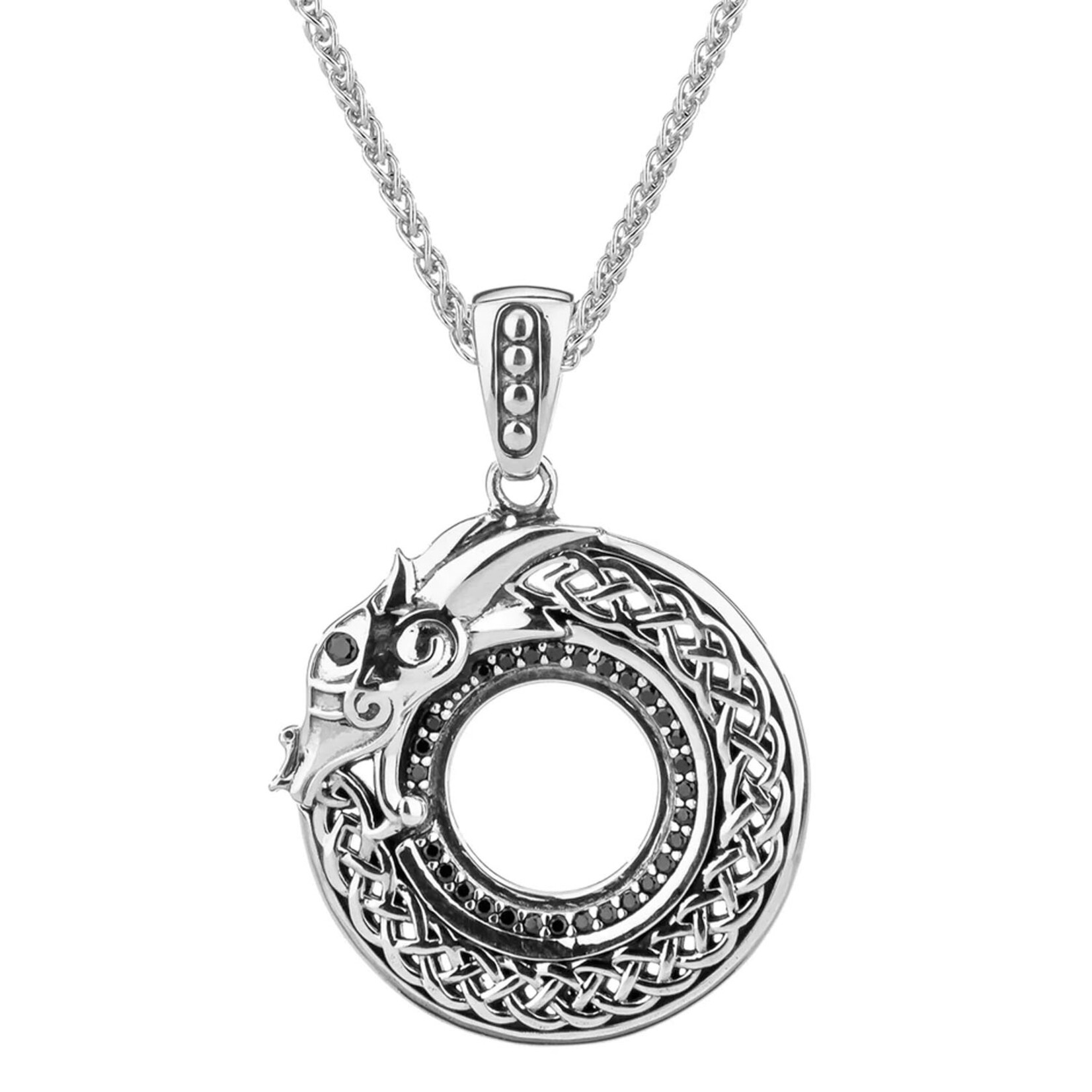 PENDANTS & NECKLACES KEITH JACK STERLING & BLK CZ NORSE DRAGON PENDANT