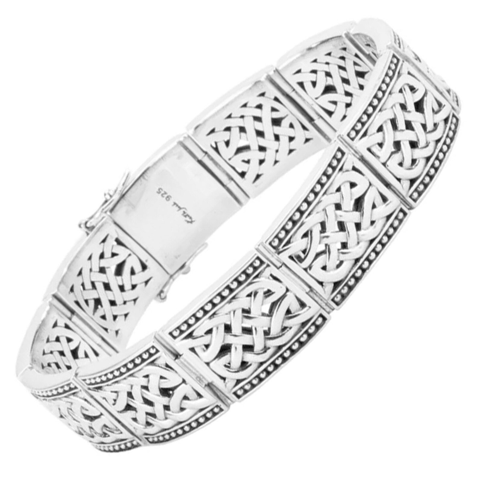 BRACELETS & BANGLES KEITH JACK STERLING BRAVE HEART HINGED CELTIC BRACELET - 8"