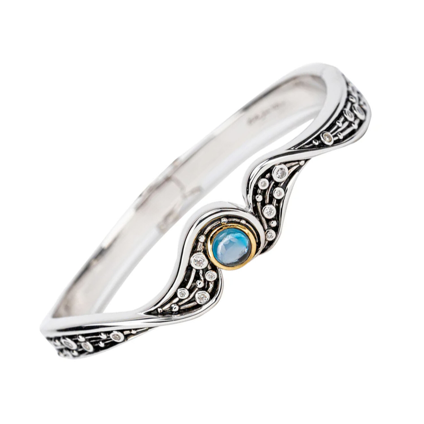 BRACELETS & BANGLES KEITH JACK STERLING/10K CELESTIAL BANGLE w LONDON BLUE TOPAZ