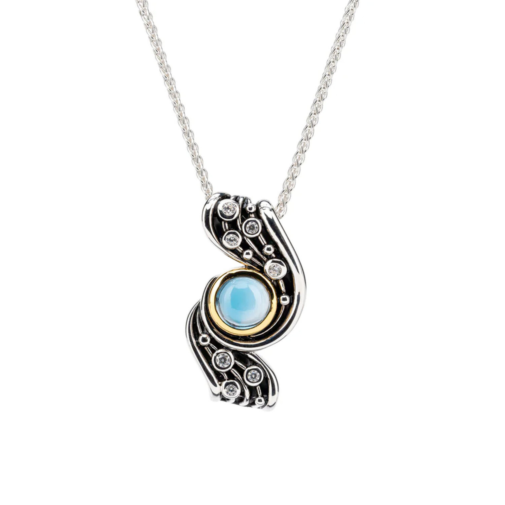 PENDANTS & NECKLACES KEITH JACK STERLING/10K CELESTIAL PENDANT w LONDON BLUE TOPAZ
