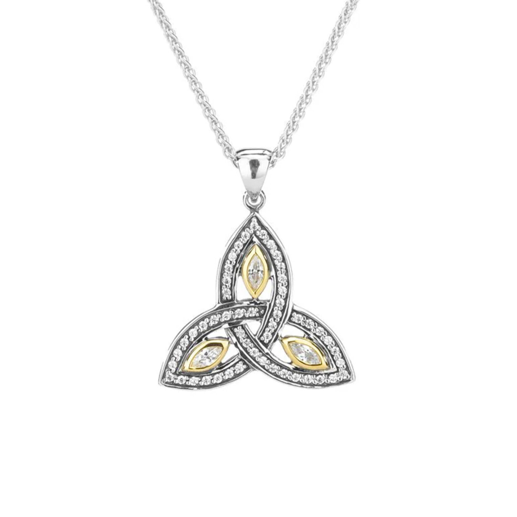 PENDANTS & NECKLACES KEITH JACK STERLING & 10K TRINITY PENDANT w CZs - Small