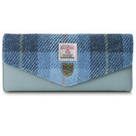 ACCESSORIES ISLANDER LRG CLASP PURSE WALLET w HARRIS TWEED Blue Tartan