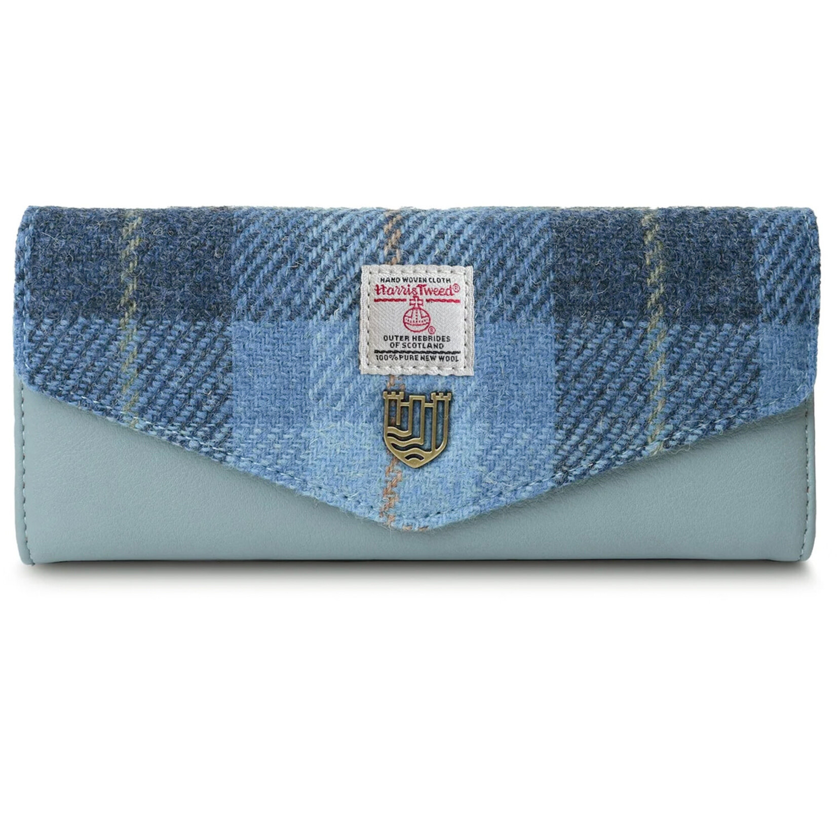 ACCESSORIES ISLANDER LRG CLASP PURSE WALLET w HARRIS TWEED Blue Tartan