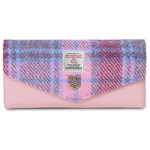 ACCESSORIES ISLANDER LRG CLASP PURSE WALLET w HARRIS TWEED Pink & Blue Tartan