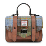 ACCESSORIES ISLANDER MINI SATCHEL w HARRIS TWEED Chestnut & Blue Tartan
