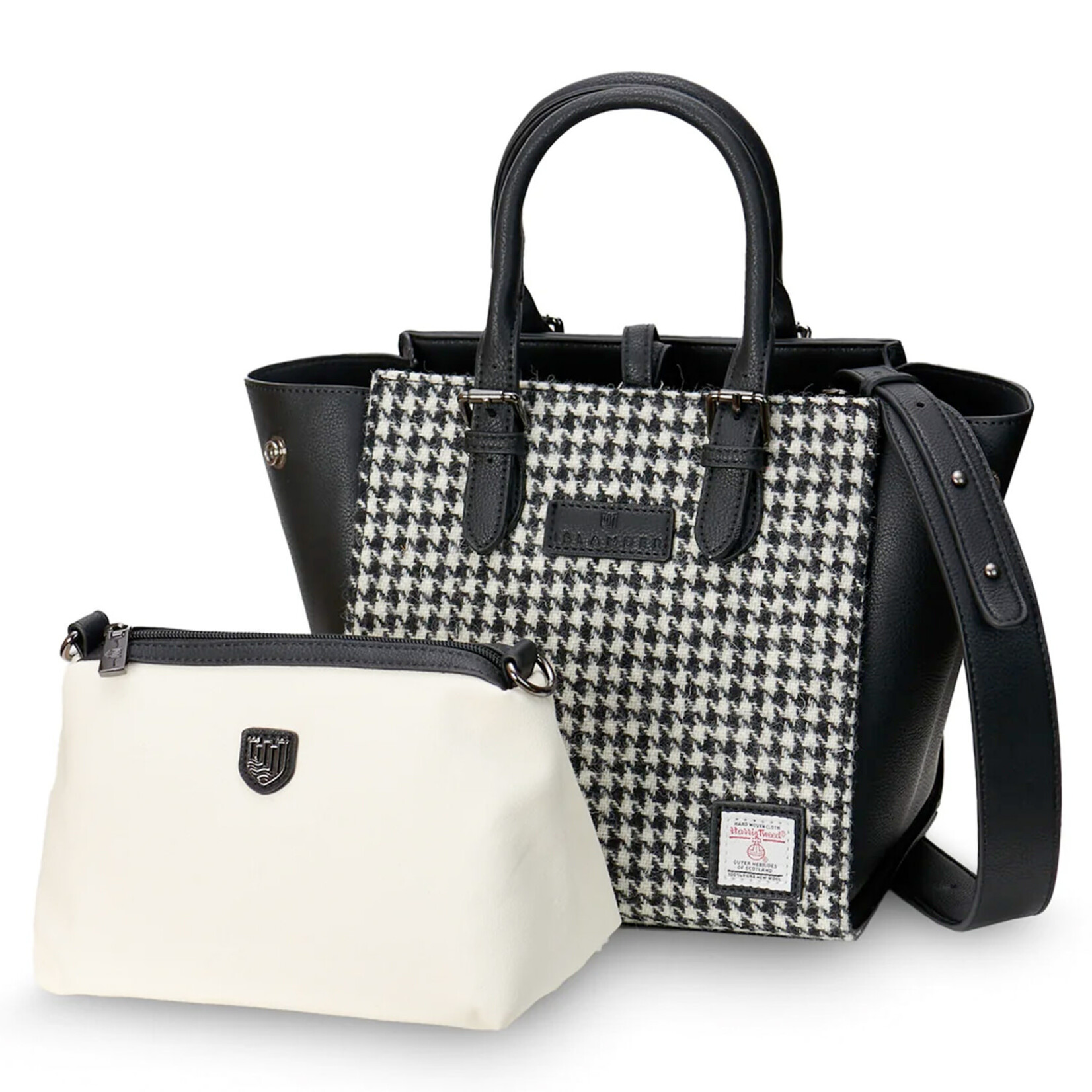 ACCESSORIES ISLANDER MEDIUM CAILLIE TOTE w HARRIS TWEED Black & White Dogtooth
