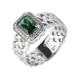 RINGS FADO SHEELIN PAVE RING with GRN STONE