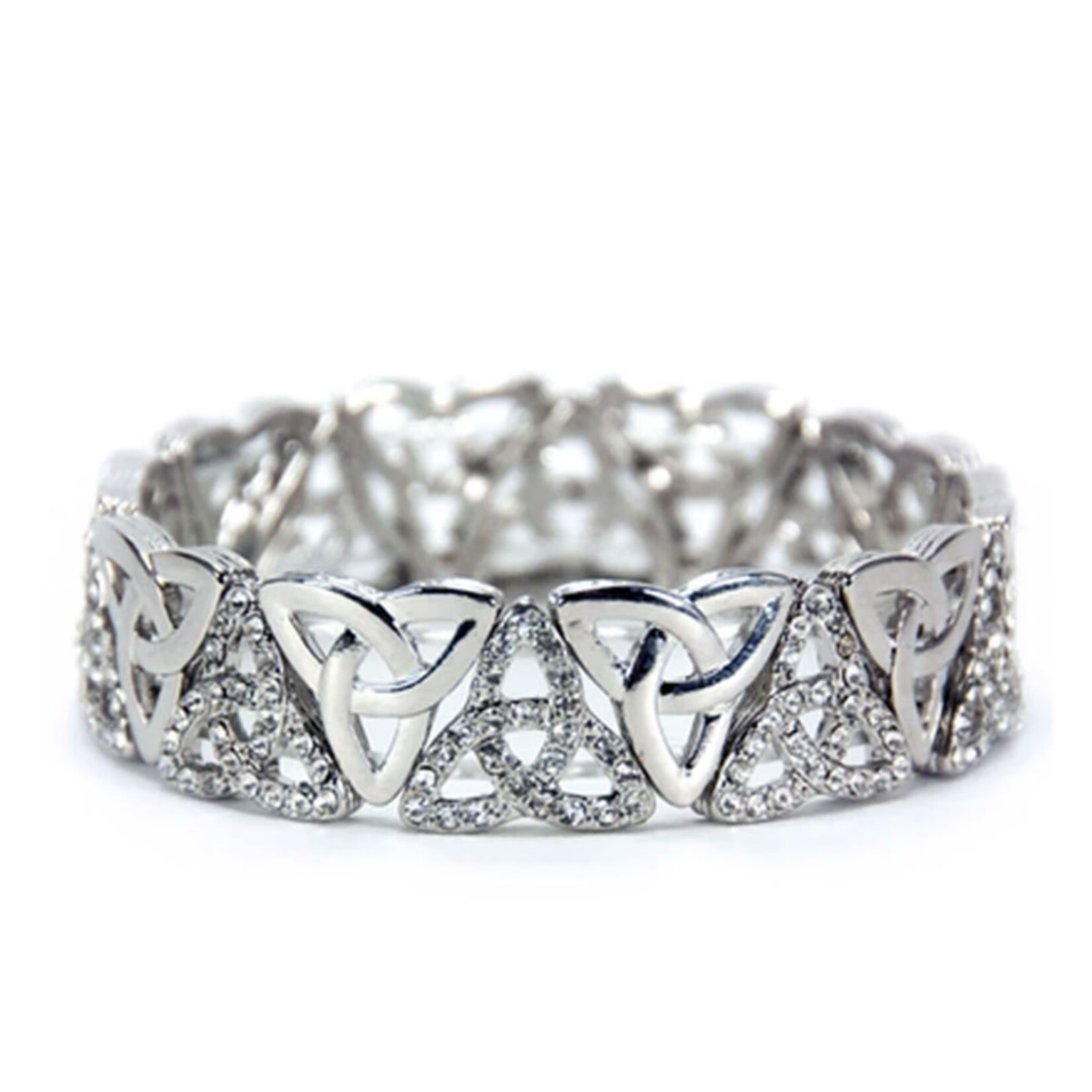 BRACELETS & BANGLES TRINITY KNOT SILVER PLATE STRETCH BRACELET- CZ
