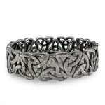 BRACELETS & BANGLES TRINITY KNOT SILVER PLATE STRETCH BRACELET - PEWTER FINISH