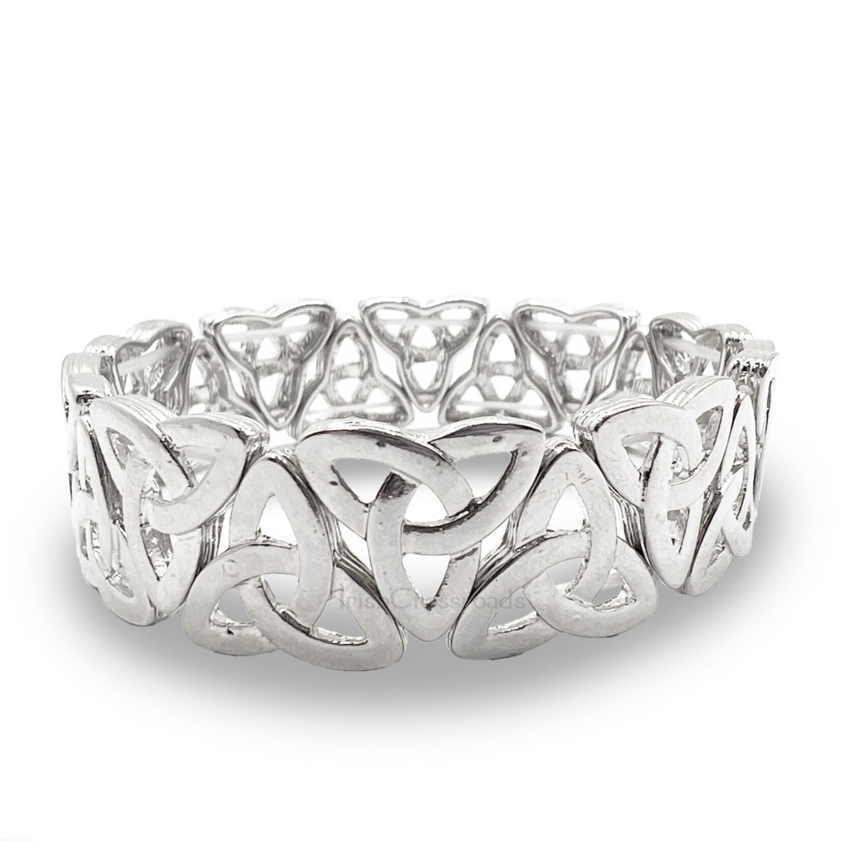 BRACELETS & BANGLES TRINITY KNOT SILVER PLATE STRETCH BRACELET- POLISHED FINISH