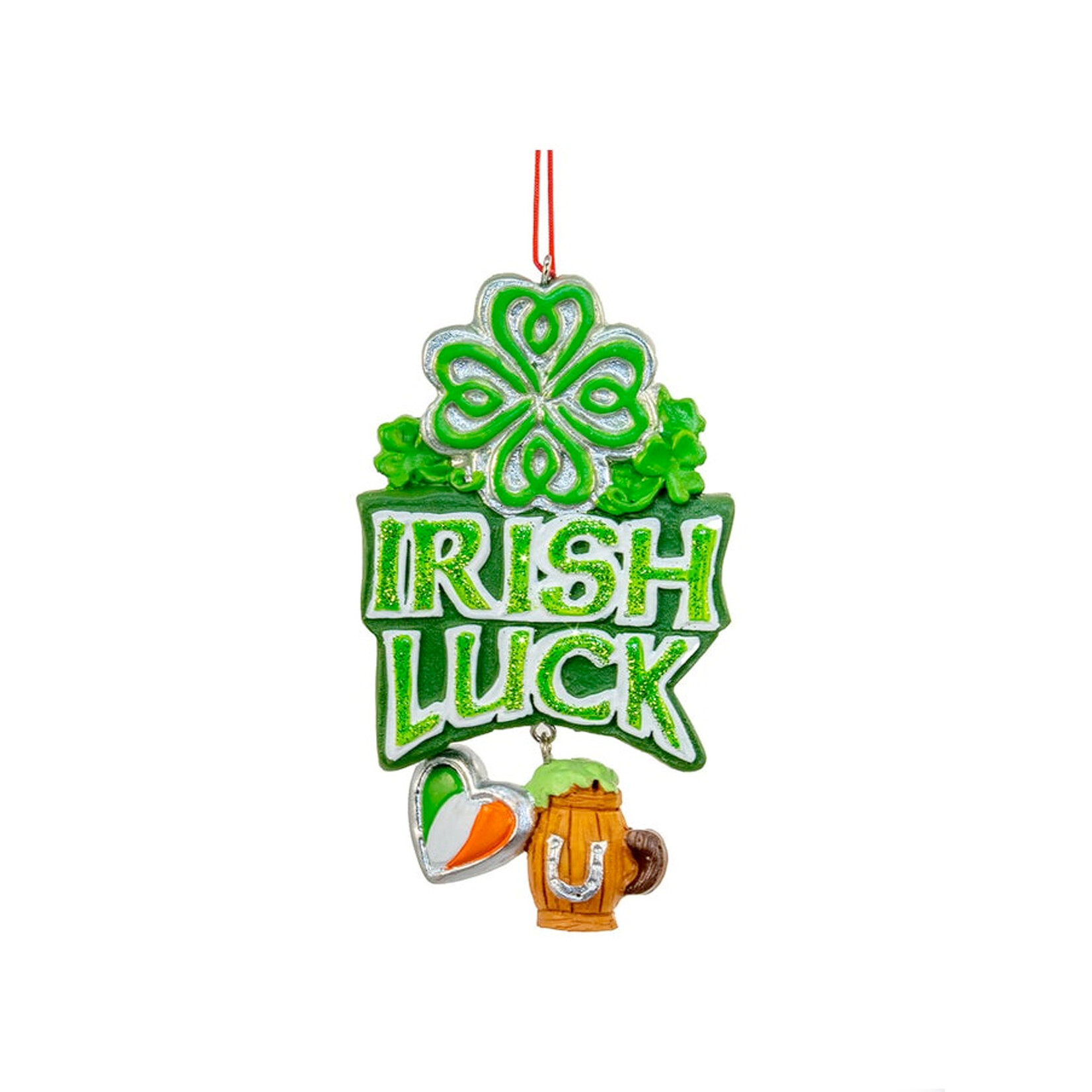 ORNAMENTS "IRISH LUCK" GLITTERED ORNAMENT