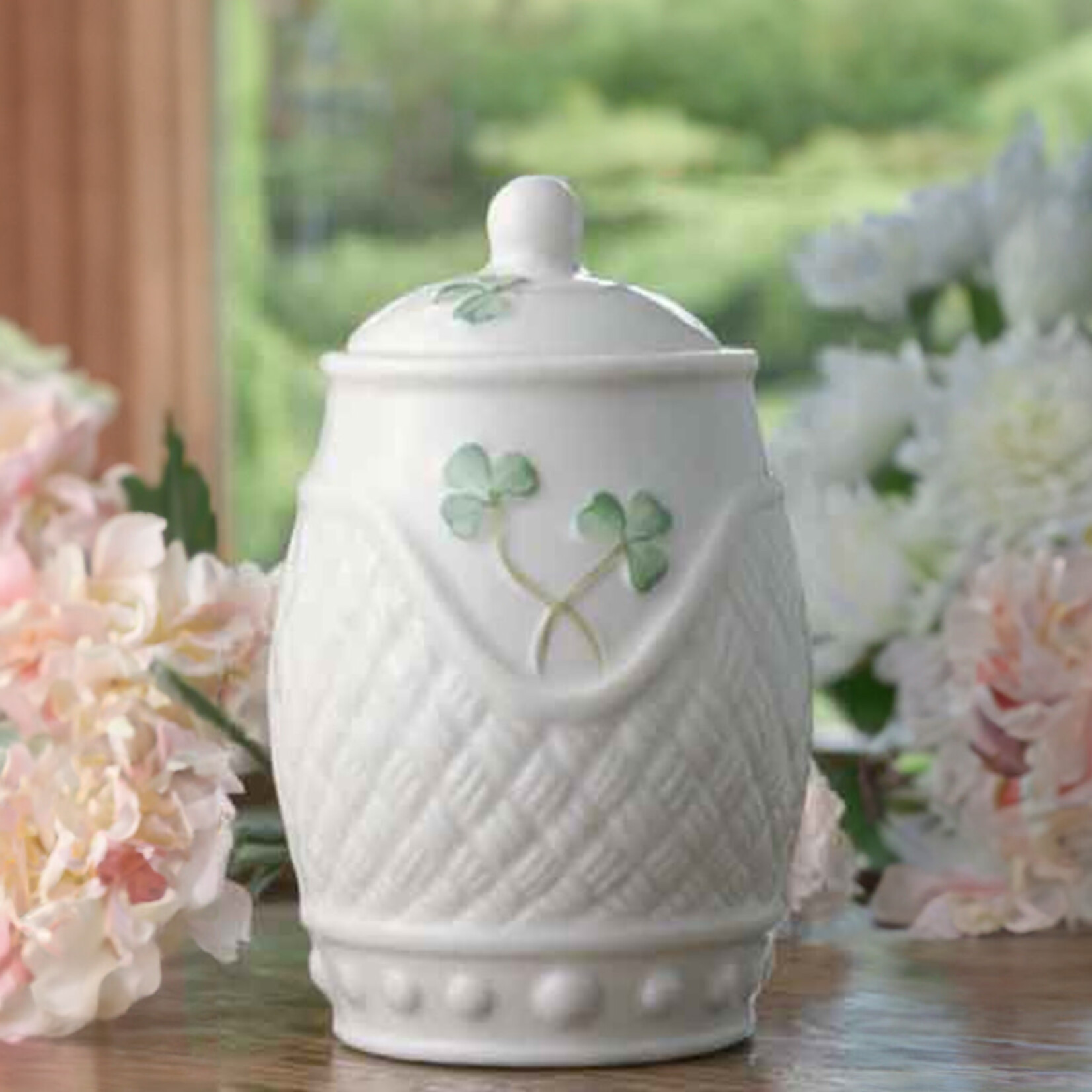 LIMITED EDITION BELLEEK BASKETWEAVE EVENT PIECE - Lidded Sugar Bowl