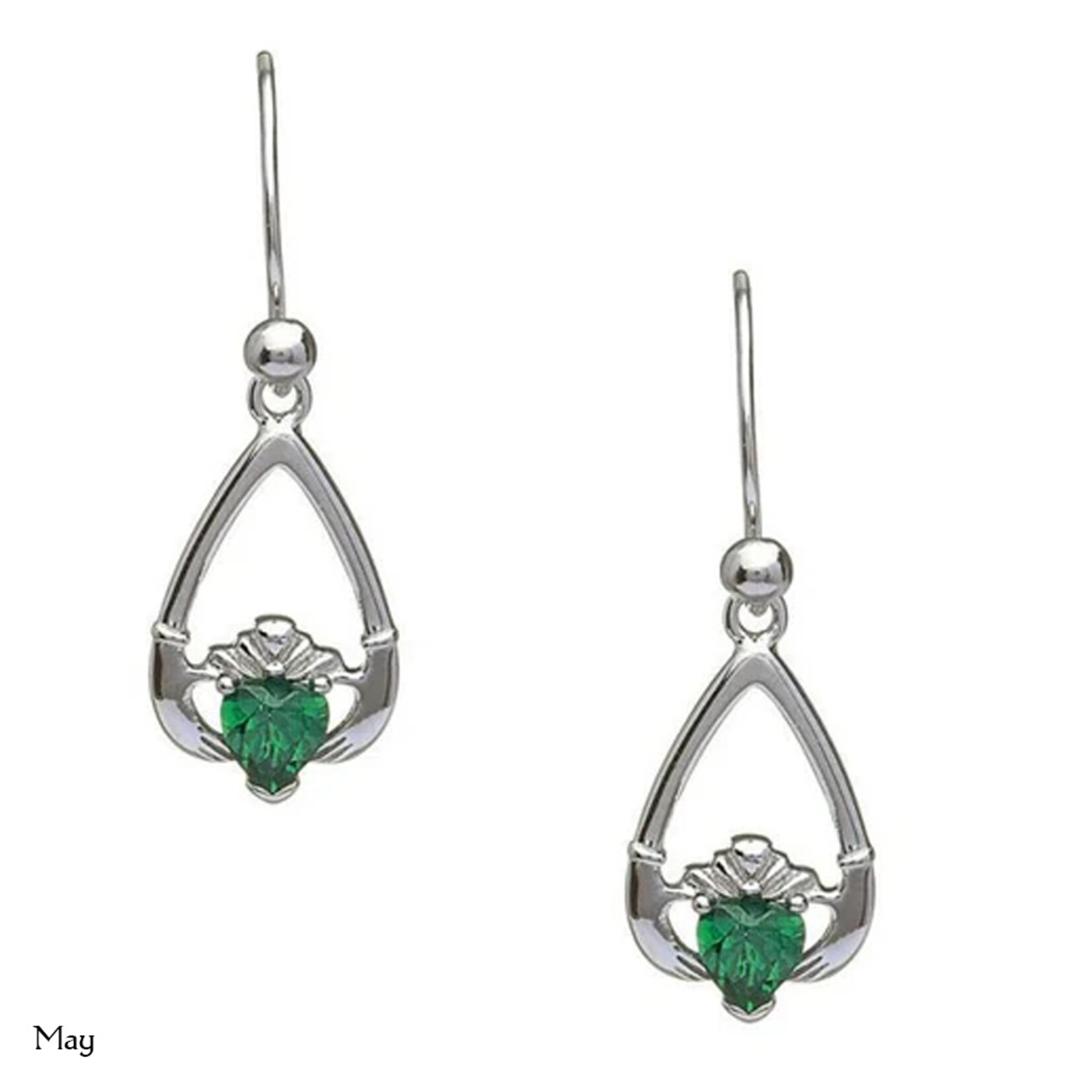 EARRINGS BORU STERLING TEAR-DROP BIRTHSTONE CLADDAGH EARRINGS
