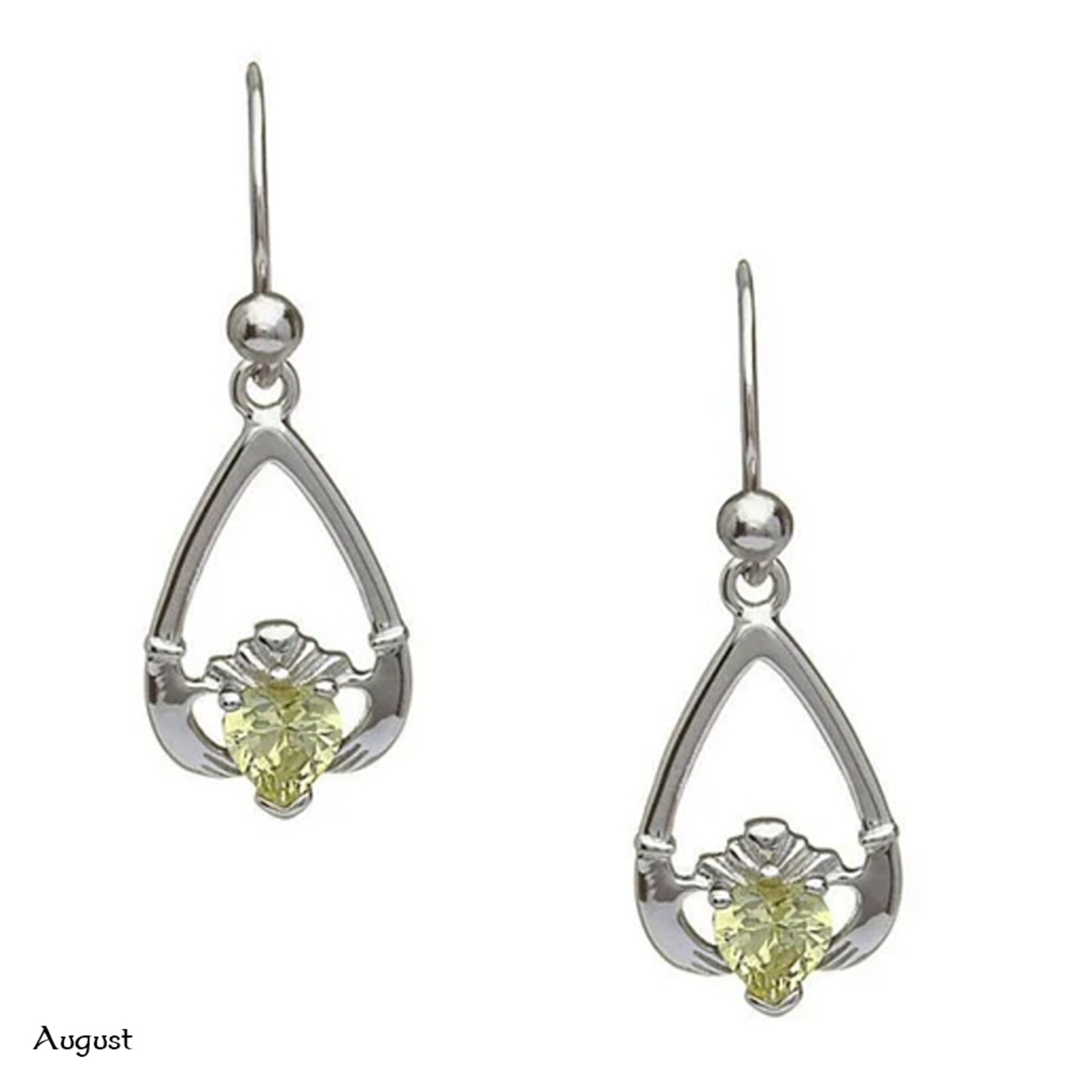 EARRINGS BORU STERLING TEAR-DROP BIRTHSTONE CLADDAGH EARRINGS