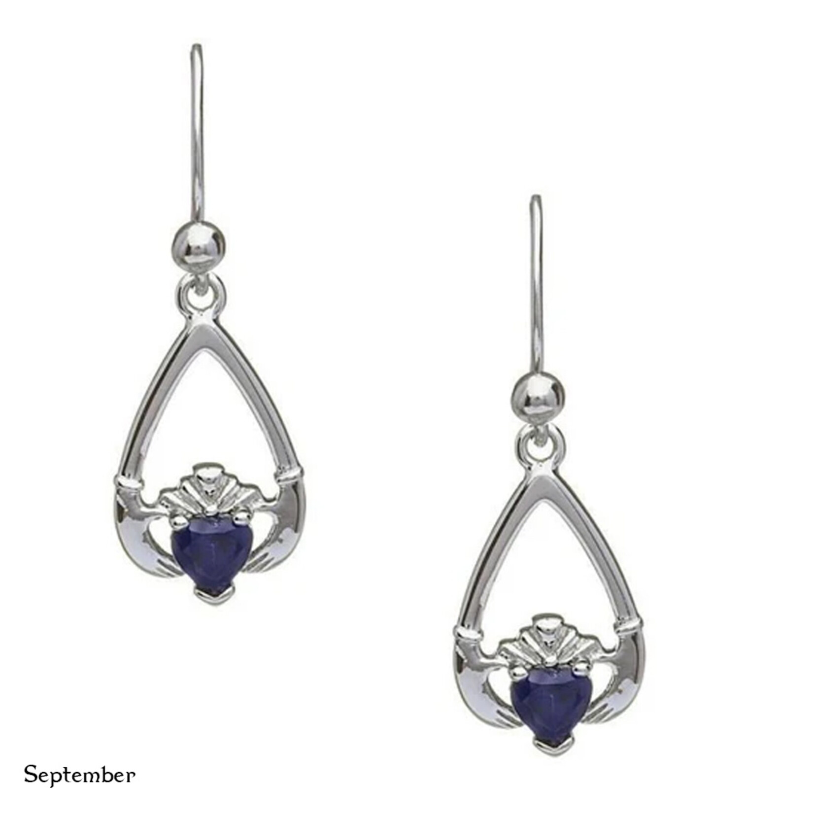 EARRINGS BORU STERLING TEAR-DROP BIRTHSTONE CLADDAGH EARRINGS