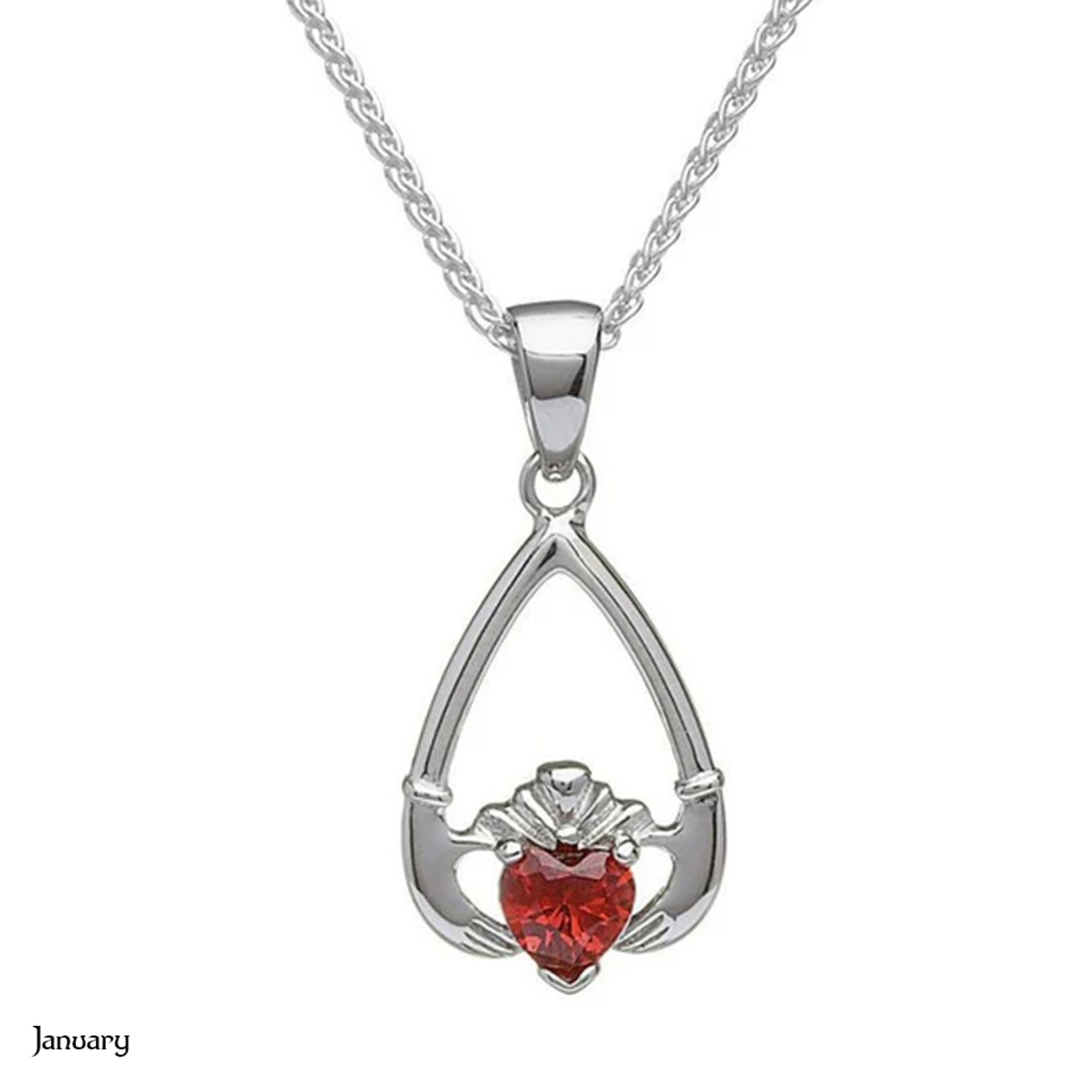 PENDANTS & NECKLACES BORU STERLING TEAR-DROP BIRTHSTONE CLADDAGH PENDANT