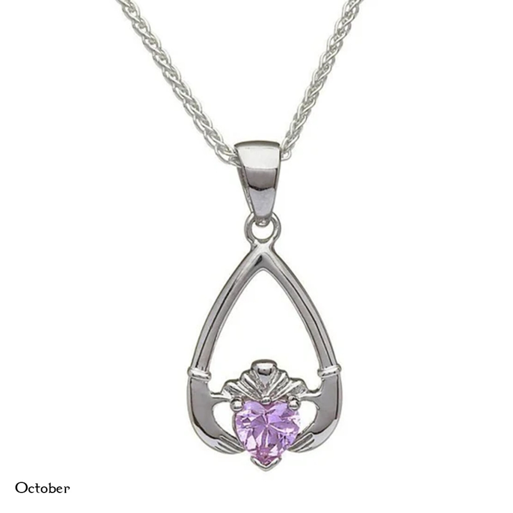 PENDANTS & NECKLACES BORU STERLING TEAR-DROP BIRTHSTONE CLADDAGH PENDANT