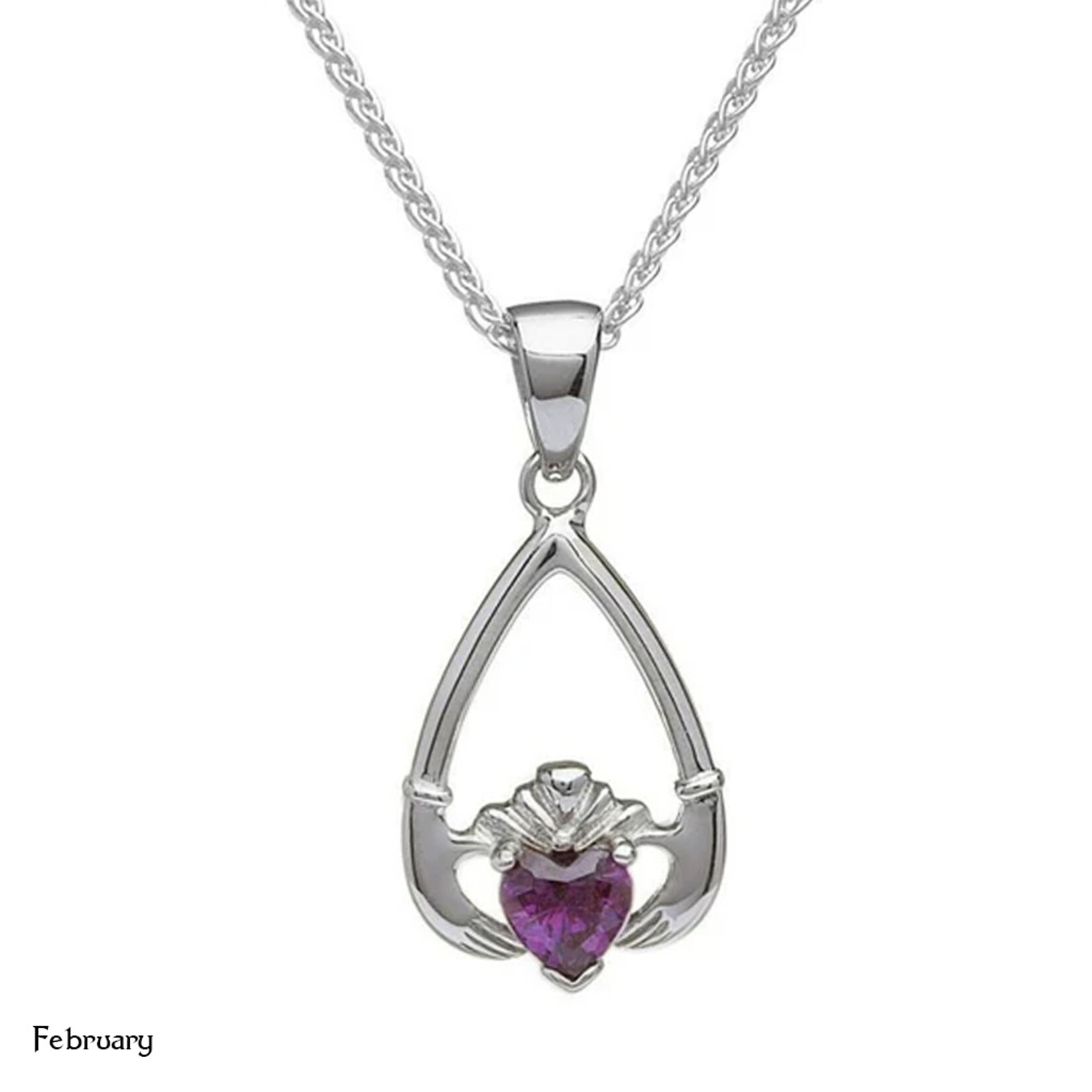 PENDANTS & NECKLACES BORU STERLING TEAR-DROP BIRTHSTONE CLADDAGH PENDANT