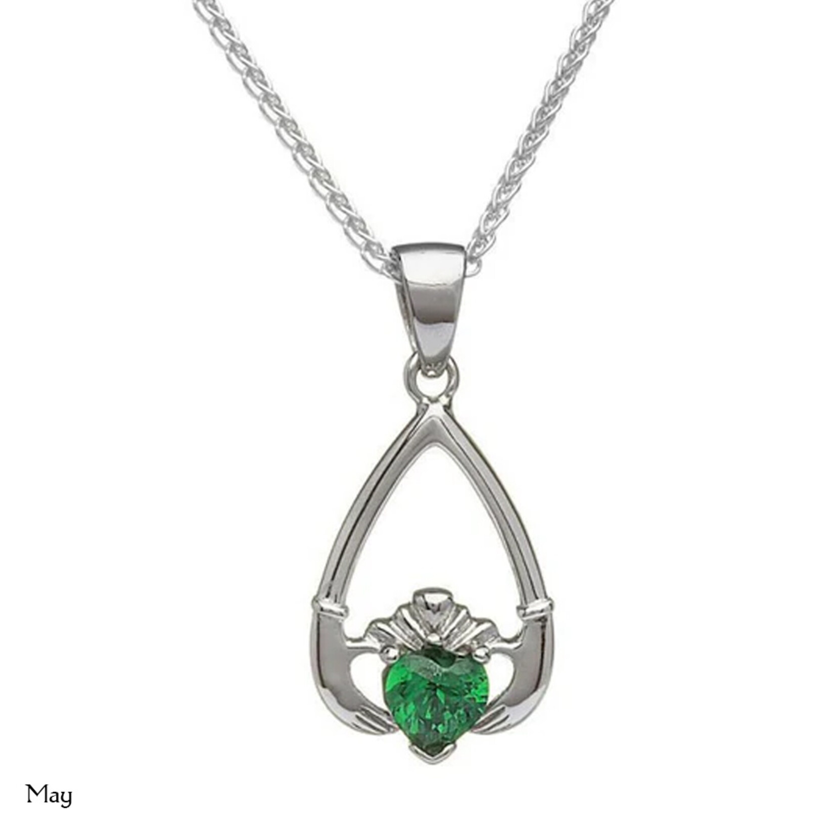PENDANTS & NECKLACES BORU STERLING TEAR-DROP BIRTHSTONE CLADDAGH PENDANT