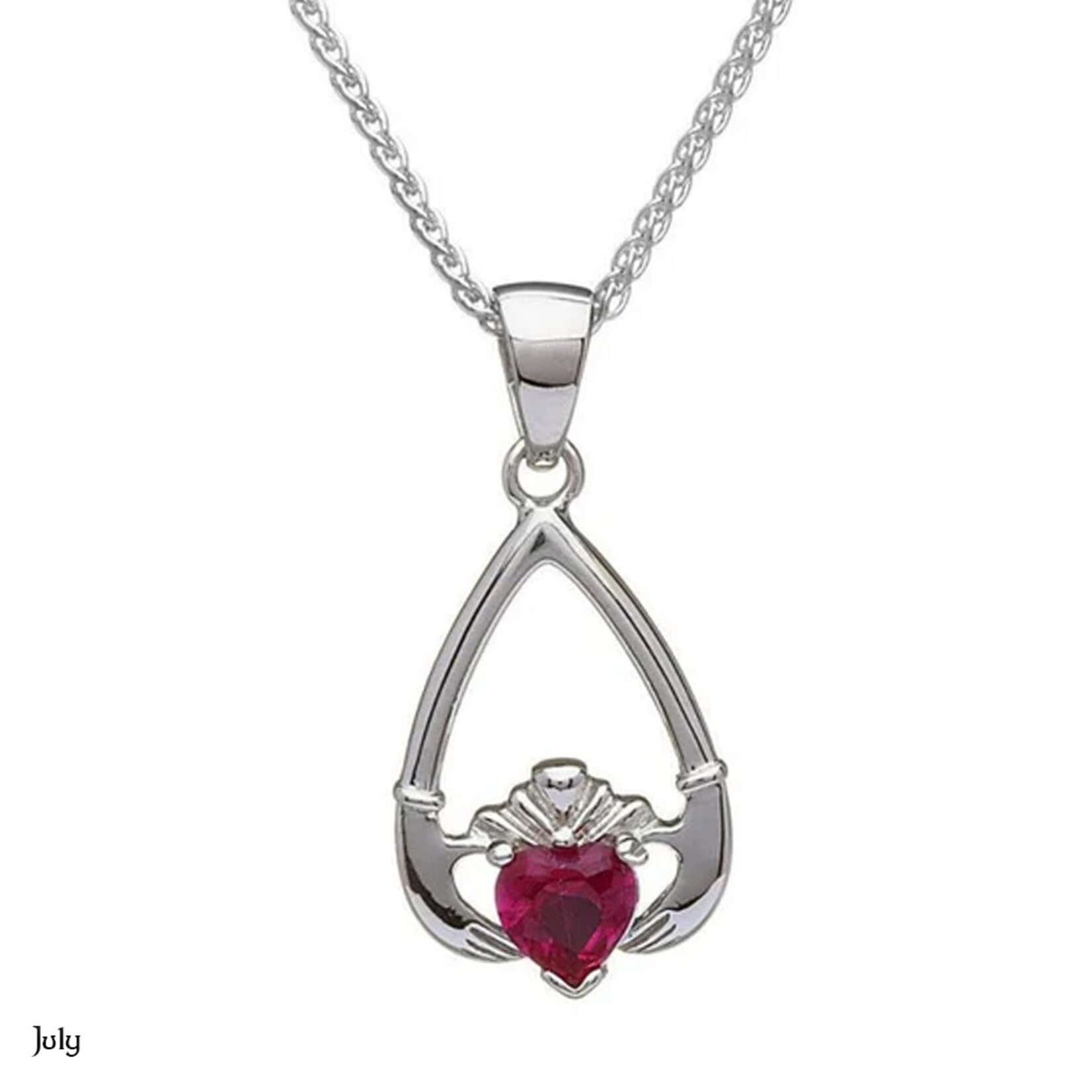 PENDANTS & NECKLACES BORU STERLING TEAR-DROP BIRTHSTONE CLADDAGH PENDANT