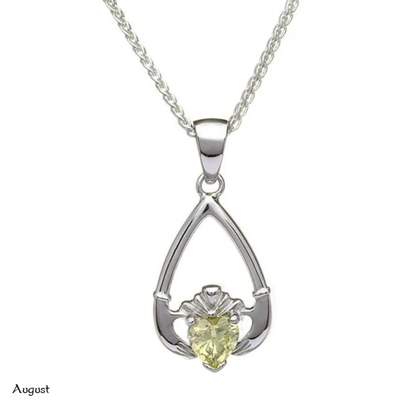 PENDANTS & NECKLACES BORU STERLING TEAR-DROP BIRTHSTONE CLADDAGH PENDANT