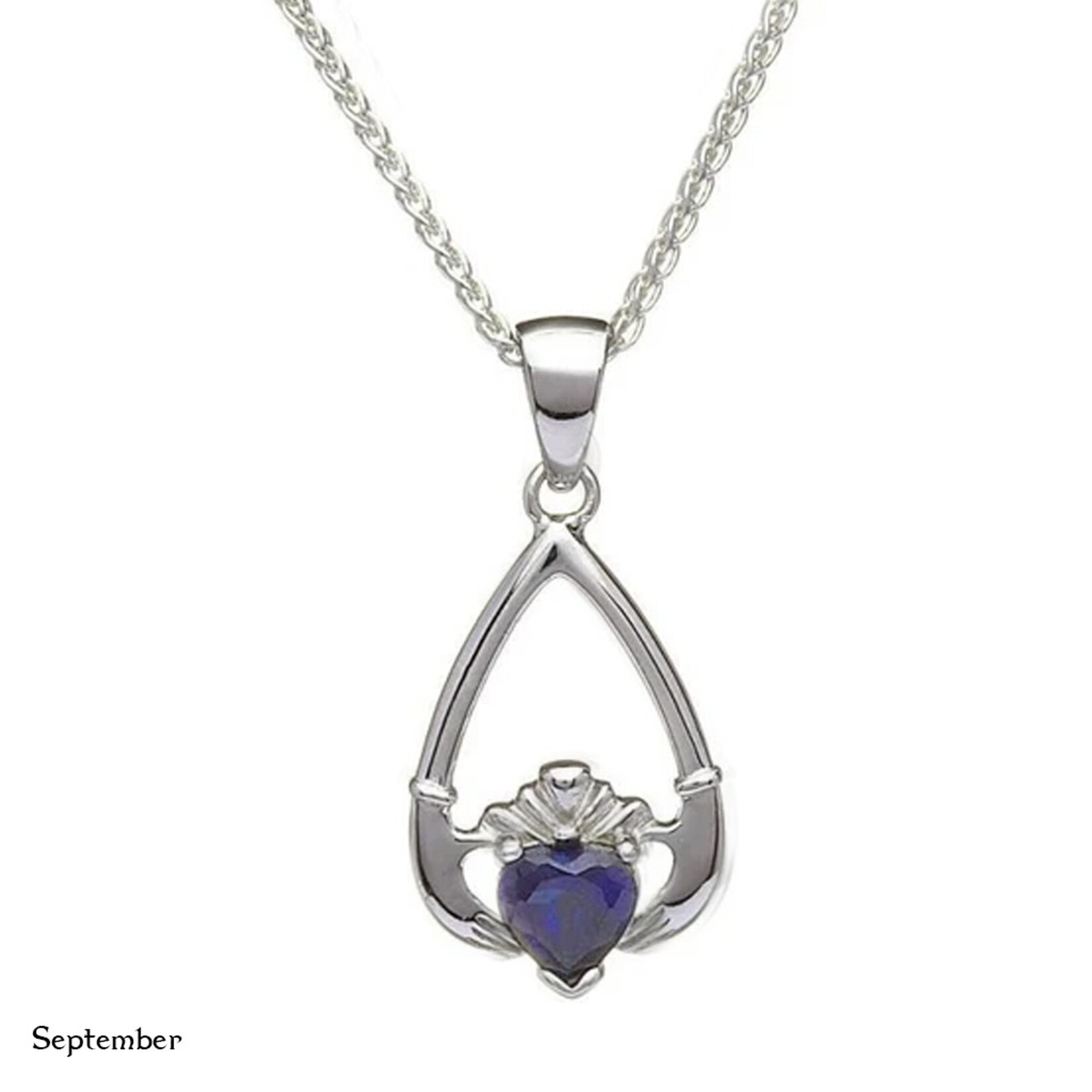 PENDANTS & NECKLACES BORU STERLING TEAR-DROP BIRTHSTONE CLADDAGH PENDANT