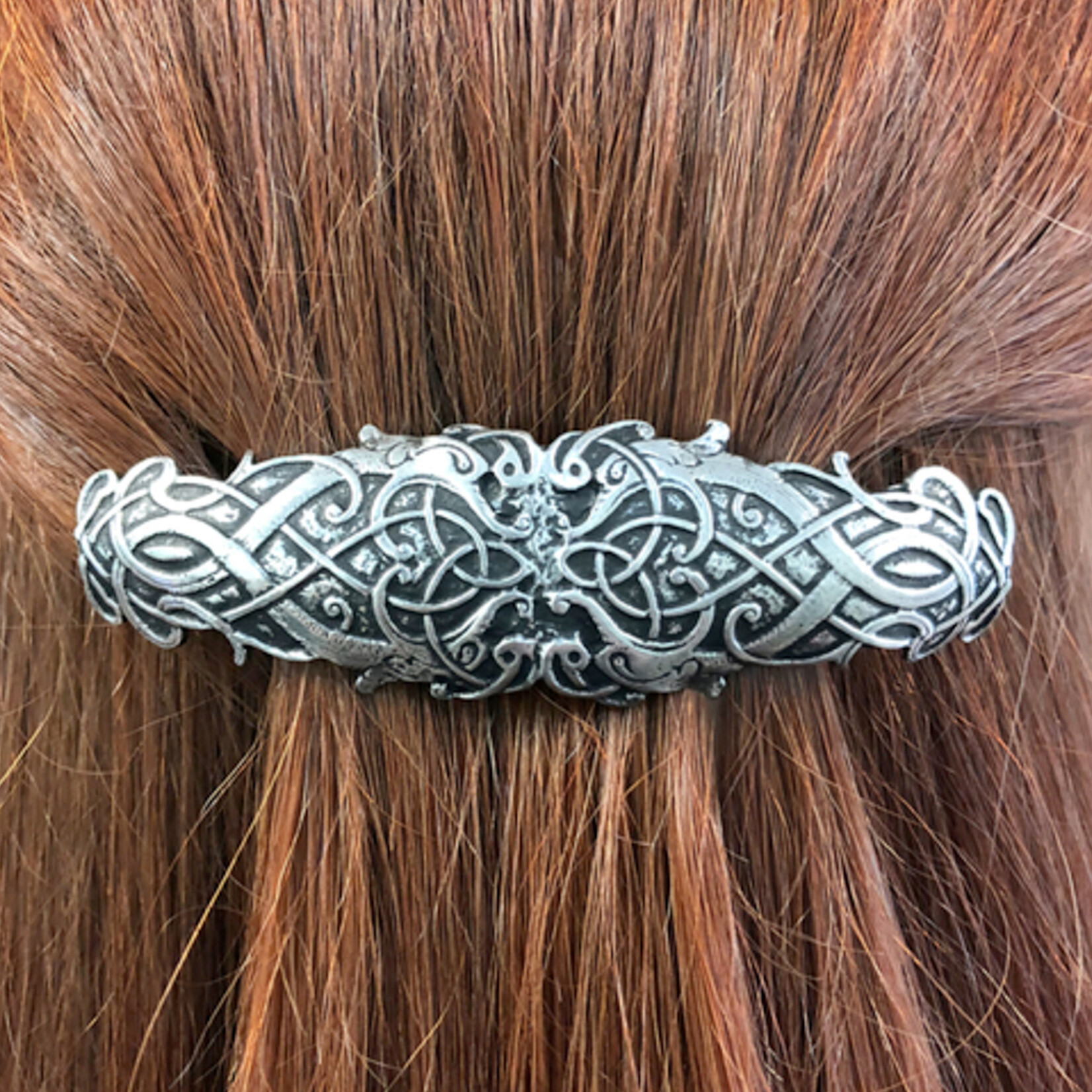 ACCESSORIES MULLINGAR PEWTER CELTIC HAIR BARRETTE - Celtic Dragon