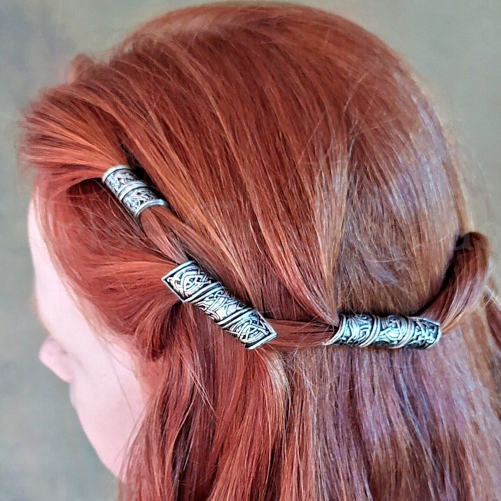 ACCESSORIES MULLINGAR PEWTER CELTIC HAIR/BEARD BEADS (3pc)