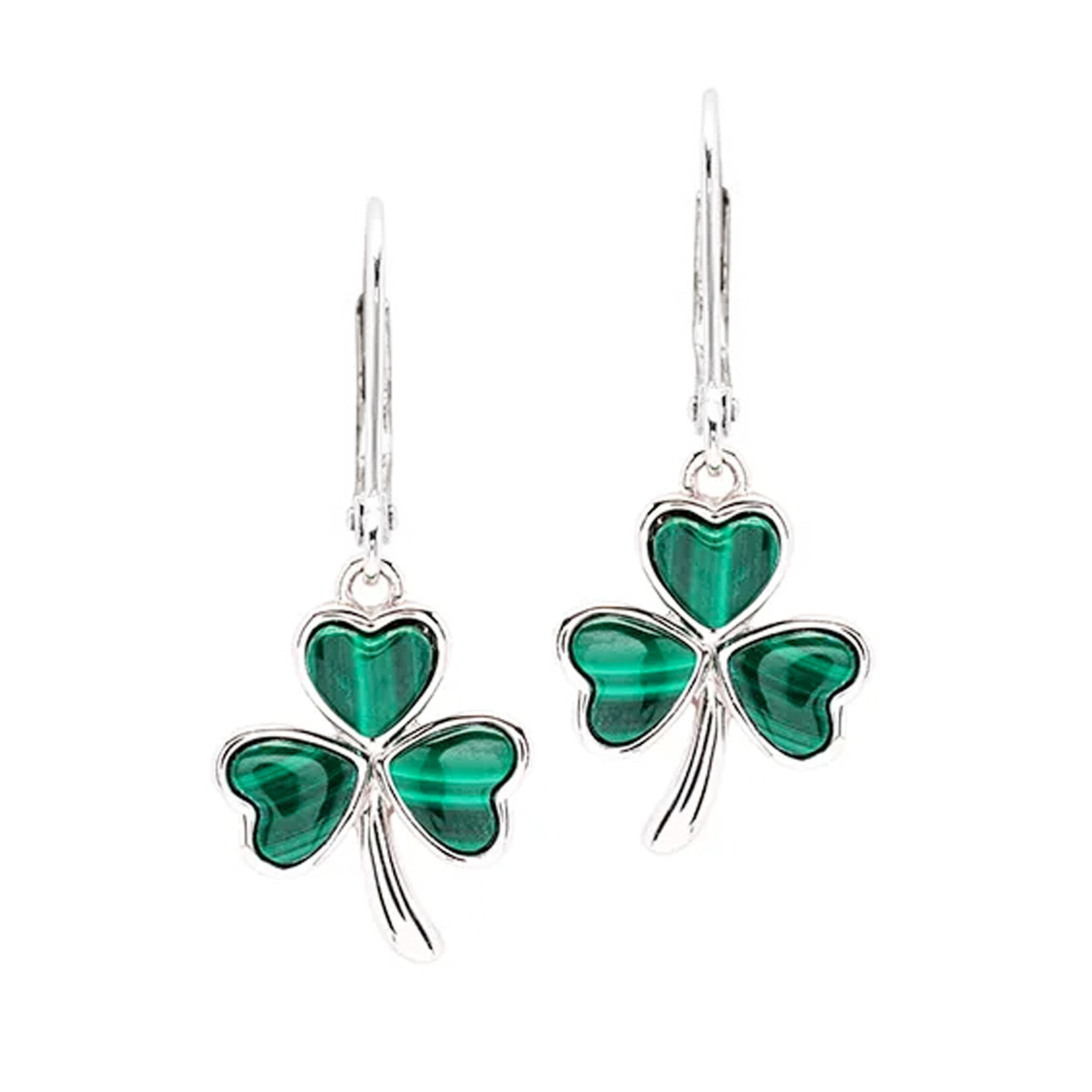 EARRINGS SHANORE STERLING & MALACHITE SHAMROCK DROP EARRINGS