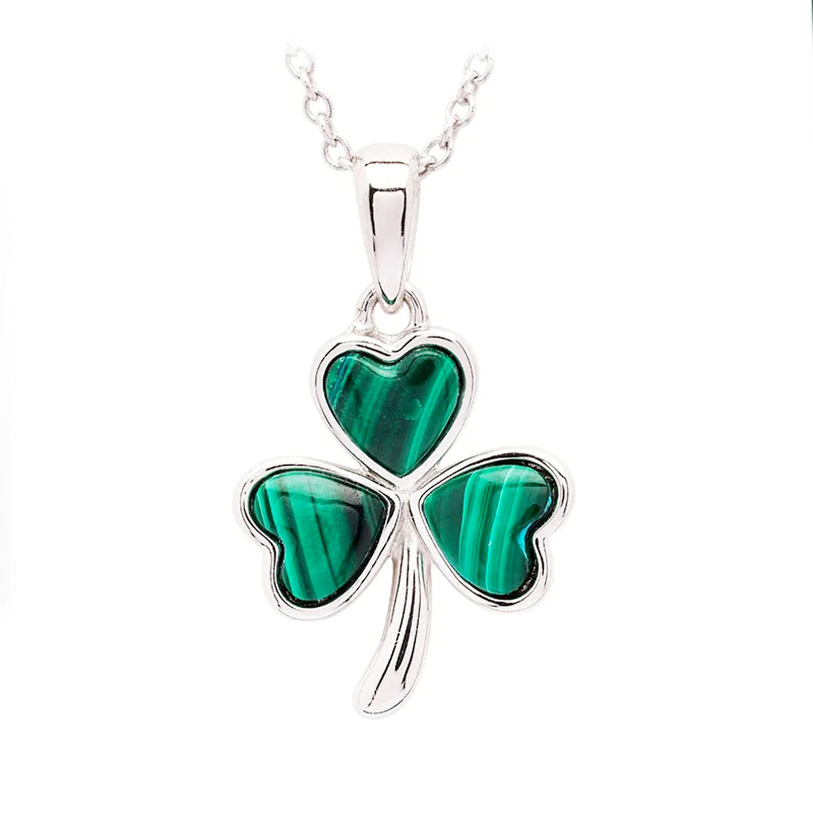 PENDANTS & NECKLACES SHANORE STERLING & MALACHITE SHAMROCK PENDANT