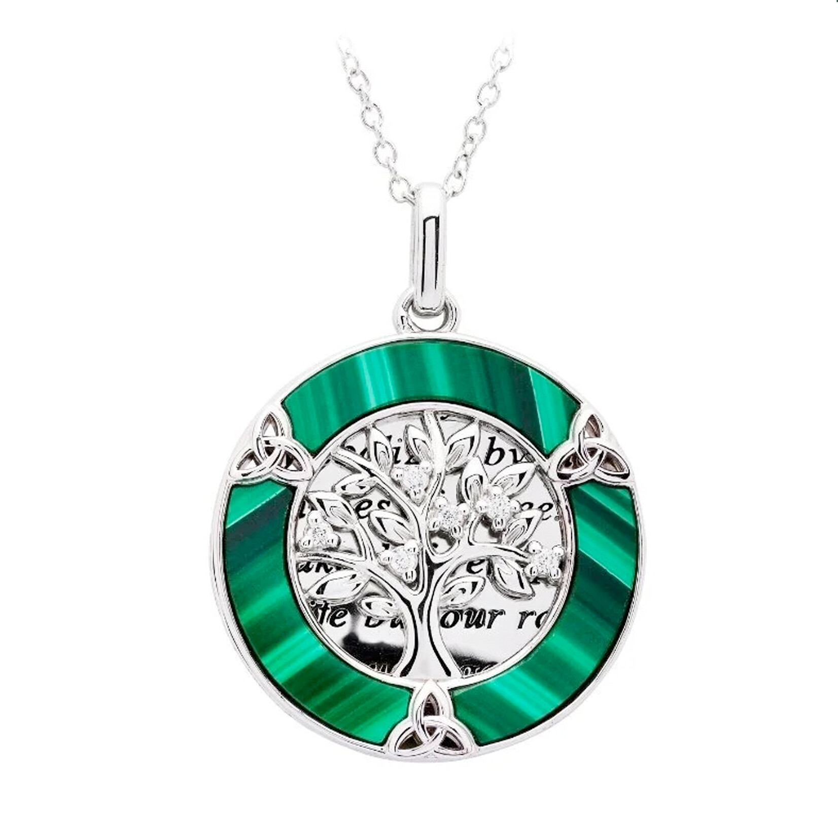 PENDANTS & NECKLACES SHANORE STERLING ROUND TREE of LIFE PENDANT with MALACHITE