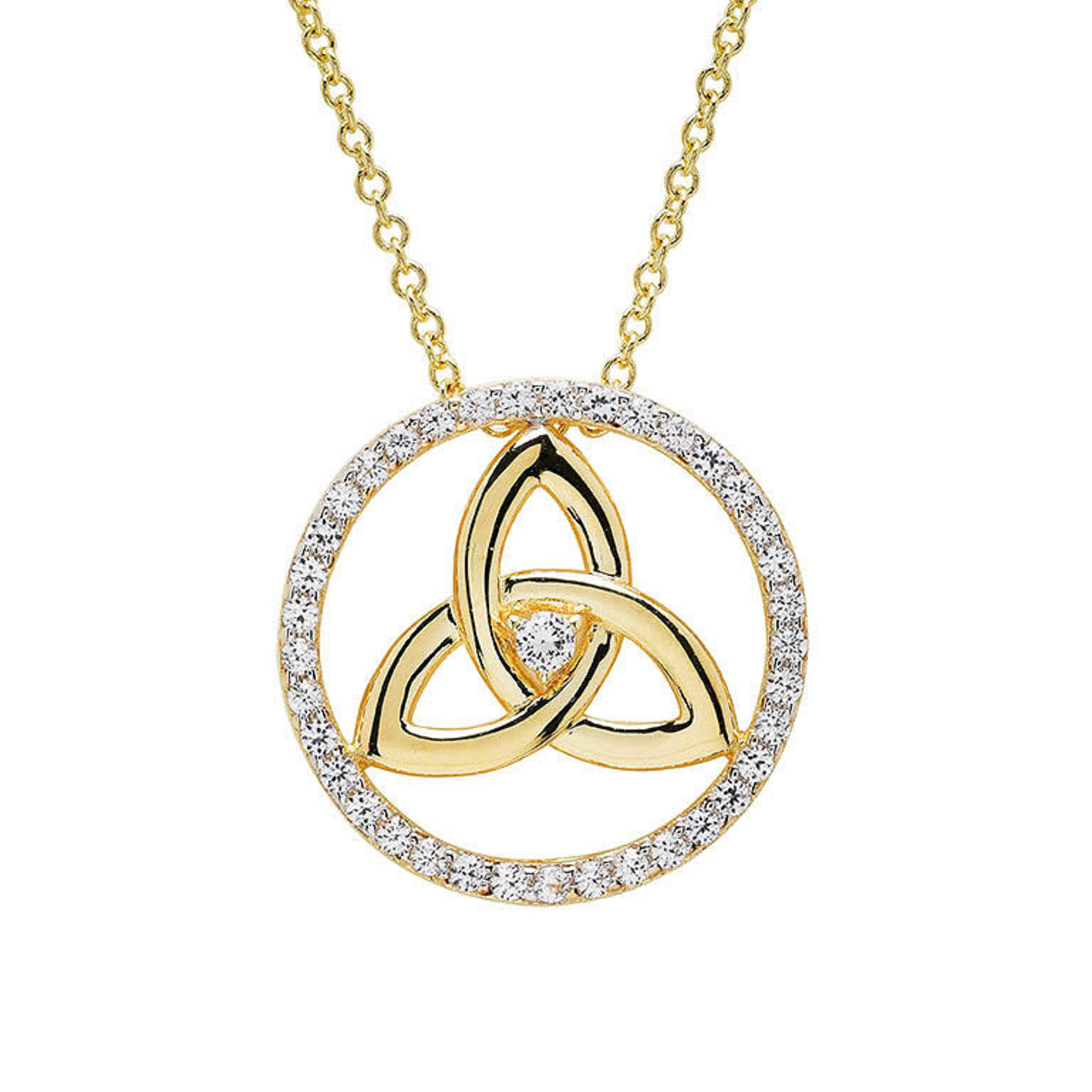 PENDANTS & NECKLACES SHANORE GOLD VERMEIL TRINITY CIRC PENDANT w WHT SAPPHIRE