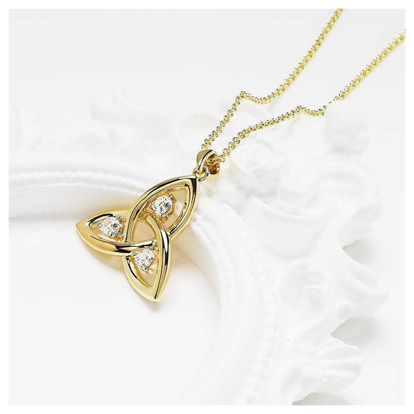 PENDANTS & NECKLACES SHANORE GOLD VERMEIL TRINITY PENDANT w WHT SAPPHIRE