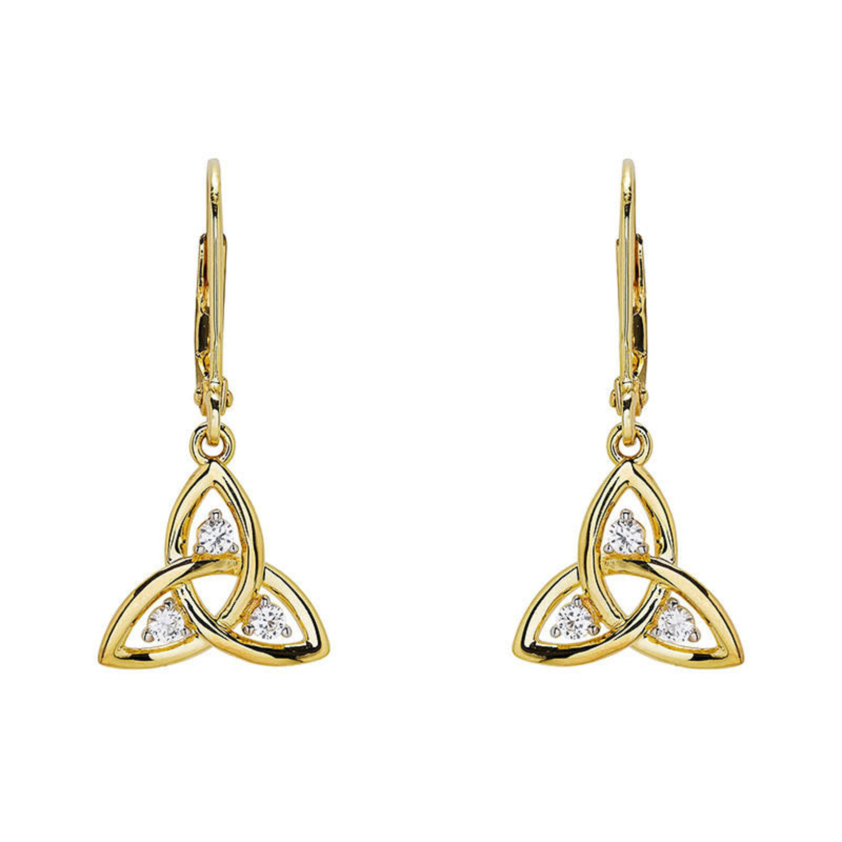 EARRINGS SHANORE GOLD VERMEIL TRINITY DROP EARRINGS w WHT SAPPHIRE